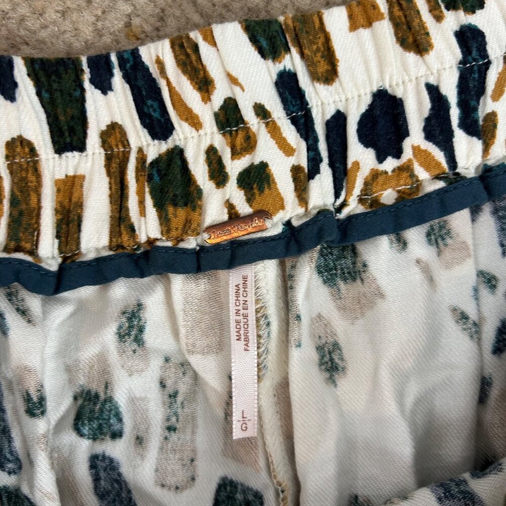 Free People Wide Leg Pants in Black, Brown, and White Boho Geometric Batik - Picture 4 of 4